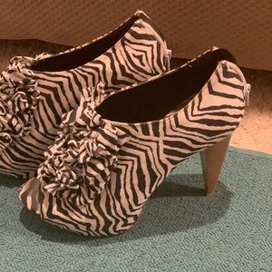 Zebra peep toe heels